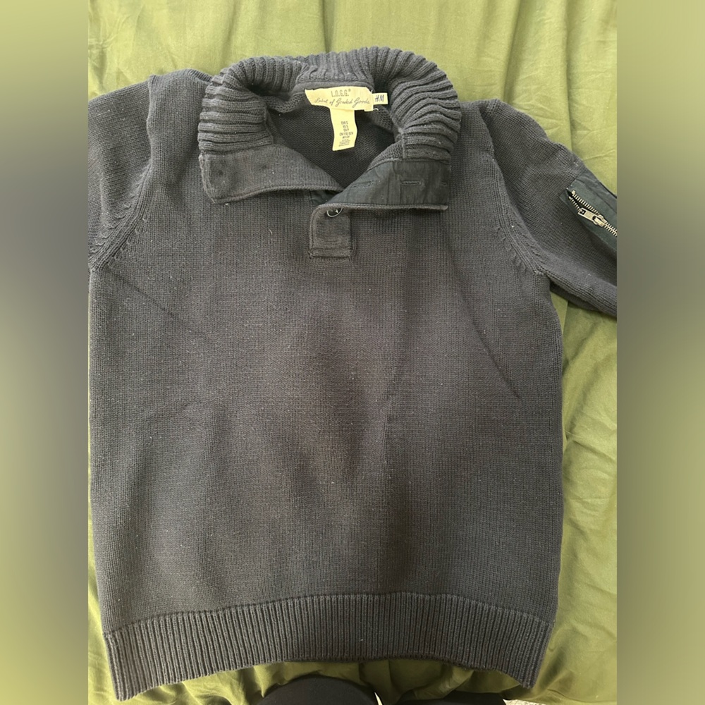 Navy Blue Quarter Button Up sweater- H&M